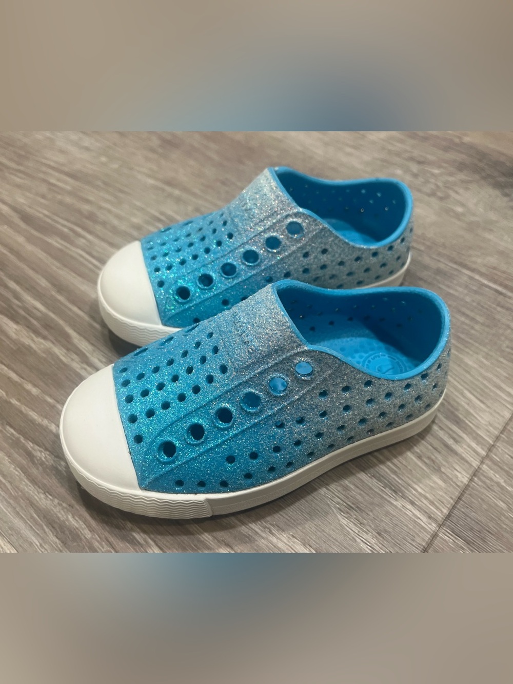 Native Shoes Kids Glitter Blue Slip-On Water Shoes